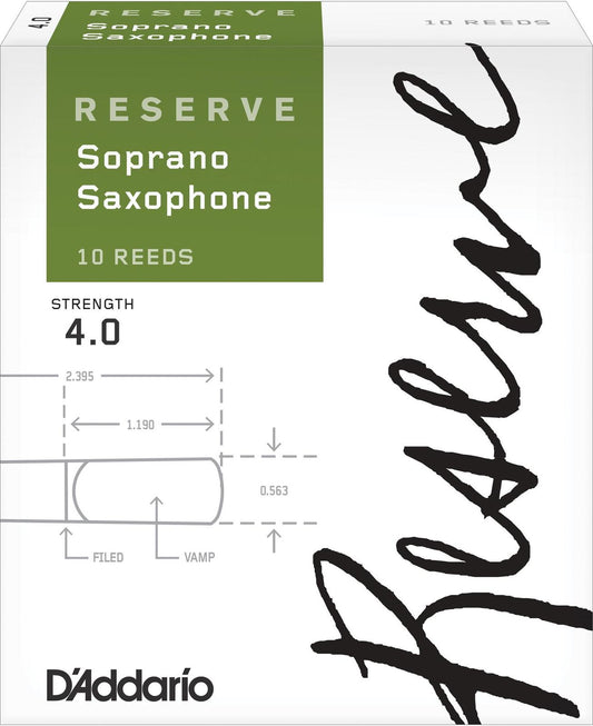 D'Addario Reserve Soprano Saxophone Reeds, Strength 4.0, 10-pack