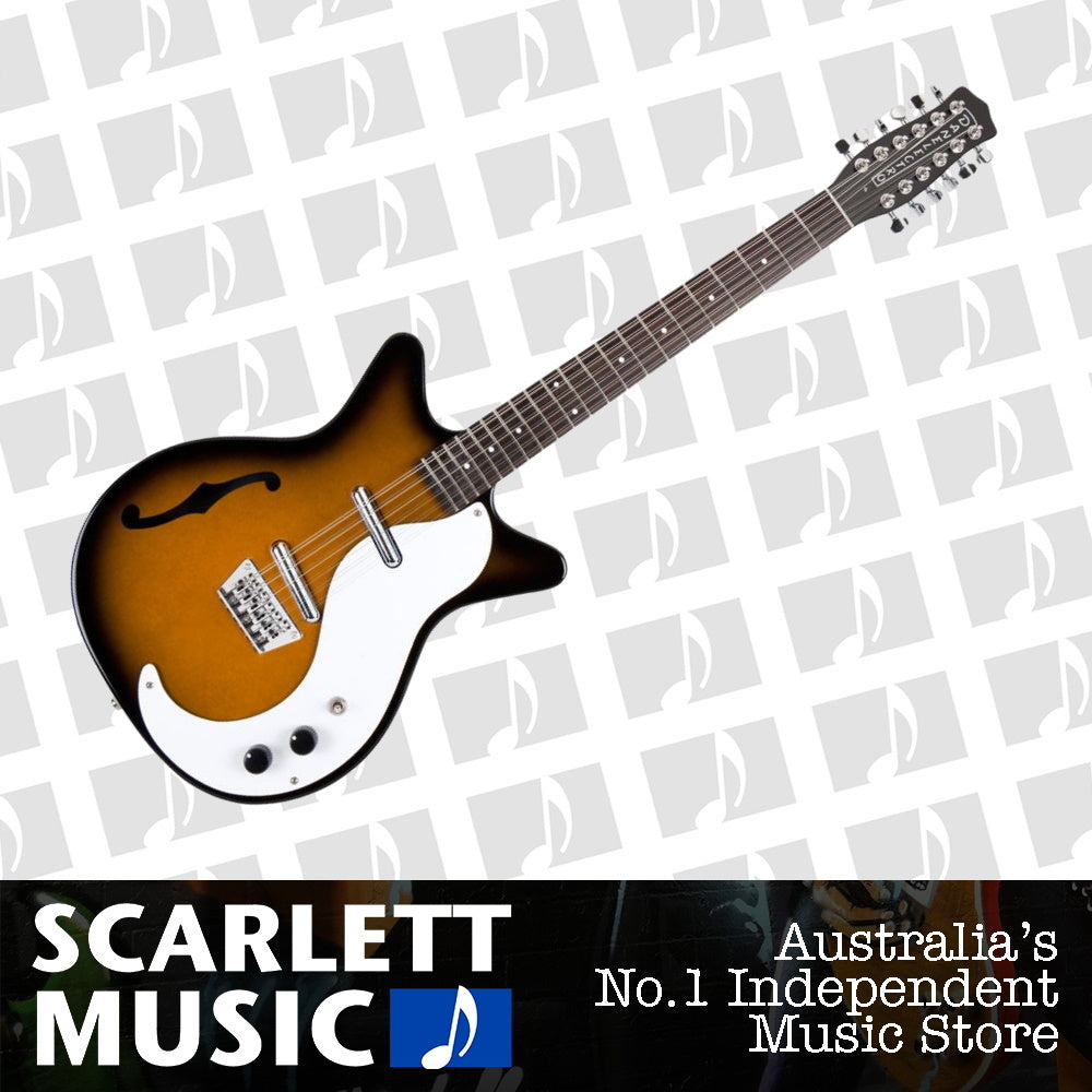 Danelectro DK12 59' 12 String Semi Hollow Electric Guitar Tobacco Burst — view 2
