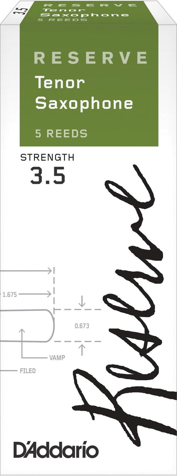 D'Addario Reserve Tenor Saxophone Reeds, Strength 3.5, 5-pack
