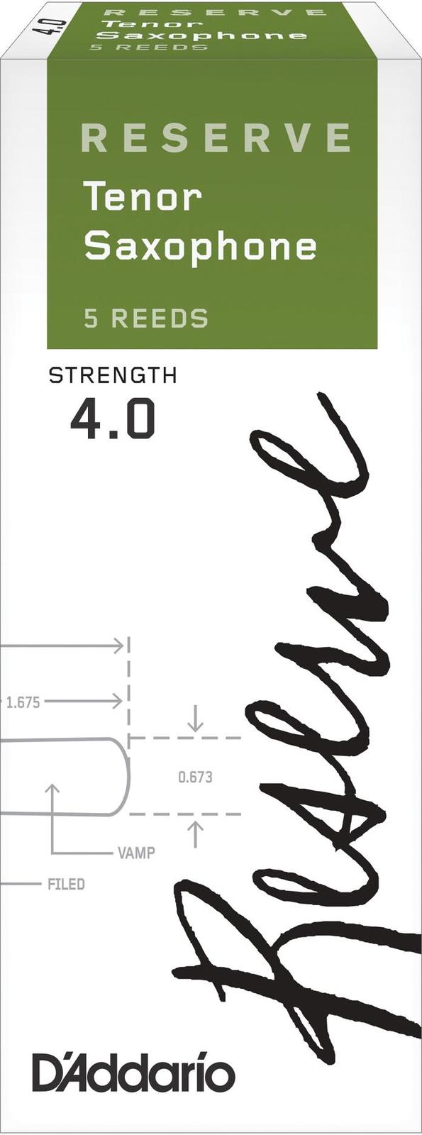 D'Addario Reserve Tenor Saxophone Reeds, Strength 4.0, 5-pack