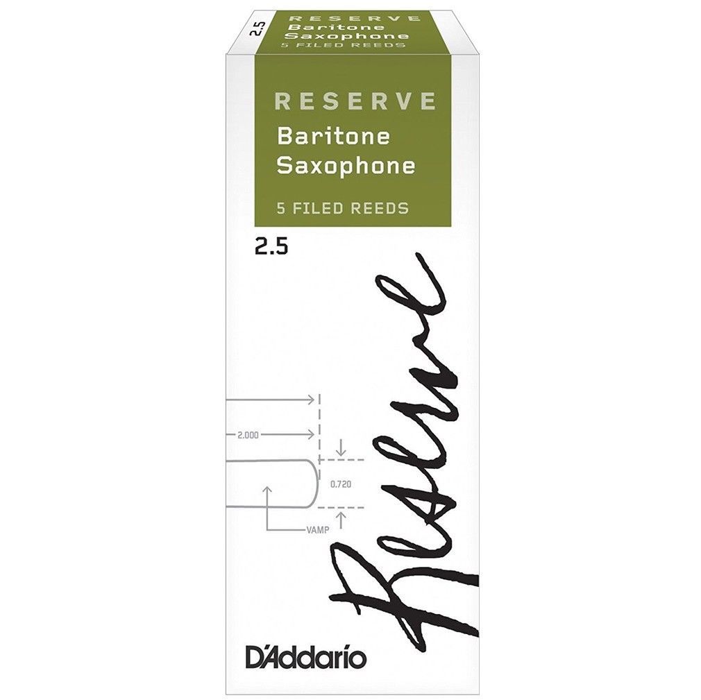 Reserve, Baritone Saxophone Reeds, Strength 2.5, 5-Pack