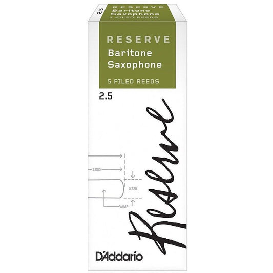 Reserve, Baritone Saxophone Reeds, Strength 2.5, 5-Pack