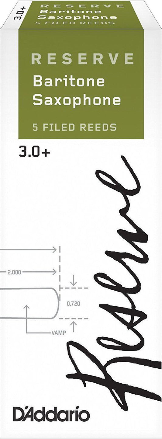 Reserve, Baritone Saxophone Reeds, Strength 3.0+, 5-Pack