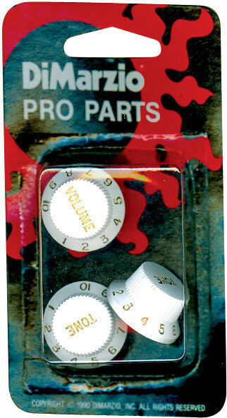 DiMarzio - Set of 1 volume & 2 tone control knobs, Bell style, White *NEW*