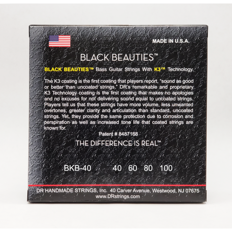 DR Black Beauties Black Colored Bass Strings Light 40-100 K3 Coated — view 3