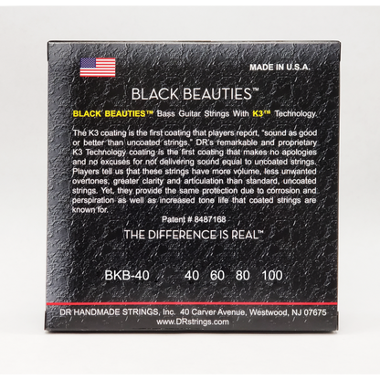 DR Black Beauties Black Colored Bass Strings Light 40-100 K3 Coated — view 3