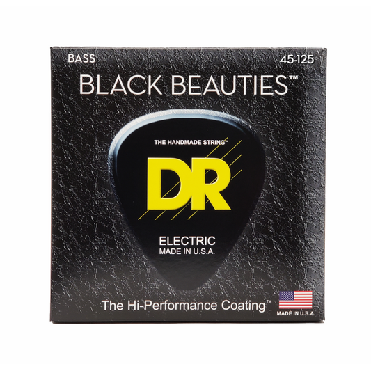DR Black Beauties Black Colored Bass Strings 5-String Medium 45-125