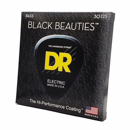 DR Black Beauties Black Colored Bass Strings 6-String Medium 30-125 — view 2