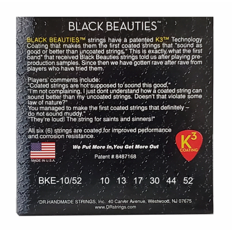 DR Black Beauties Black Electric Guitar Strings Medium to Heavy 10-52 — view 3