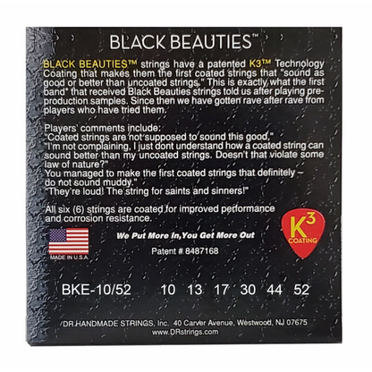 DR Black Beauties Black Electric Guitar Strings Medium to Heavy 10-52 — view 3