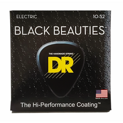 DR Black Beauties Black Electric Guitar Strings Medium to Heavy 10-52