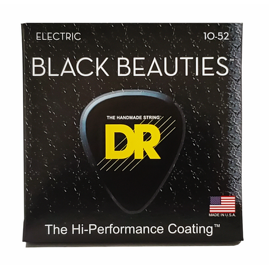 DR Black Beauties Black Electric Guitar Strings Medium to Heavy 10-52