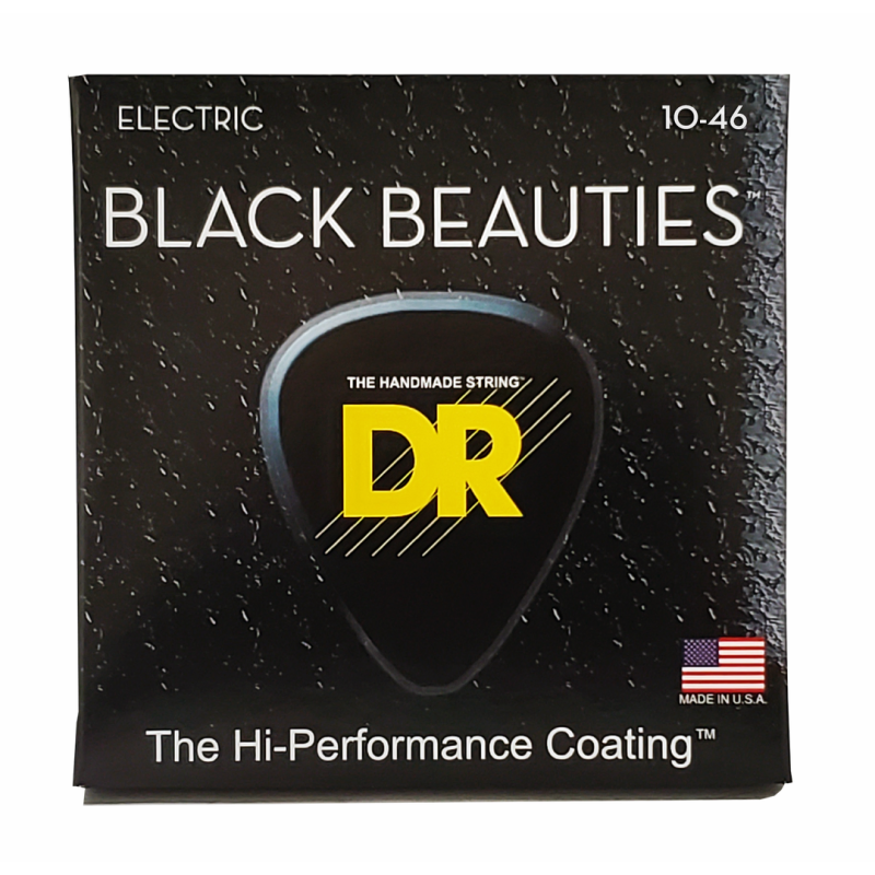 DR Black Beauties Medium Electric Guitar Strings 10-46 Black Coated