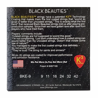 DR Black Beauties Black Electric Guitar Strings Light 9-42 — view 3