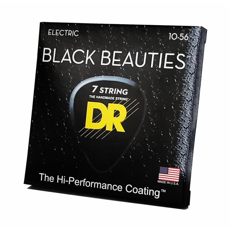 DR Black Beauties 7-String Electric Guitar Strings - Medium 10-56, Nickel-Plated Steel, K3 Coating, Black Color — view 2