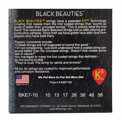 DR Black Beauties 7-String Electric Guitar Strings - Medium 10-56, Nickel-Plated Steel, K3 Coating, Black Color — view 3