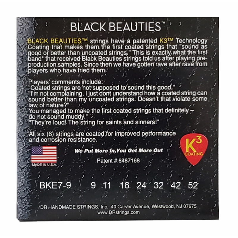 DR Black Beauties 7-String Light Electric Guitar Strings 9-52 — view 3