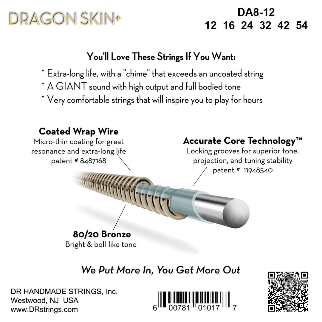 DR Dragon Skin+ 80/20 Acoustic Guitar Strings 12-54 — view 2