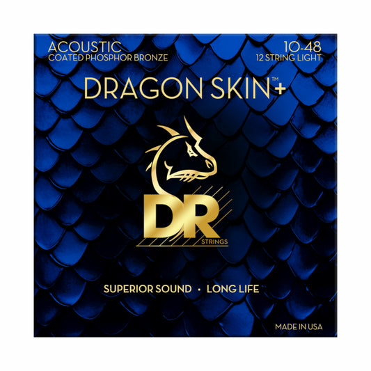 DR Dragon Skin+ Phosphor Bronze 12 String Acoustic Guitar Strings 10-48