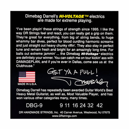 DR Hi-Voltage Dimebag Darrell Nickel Plated Electric Guitar Strings Light 9-42 — view 3