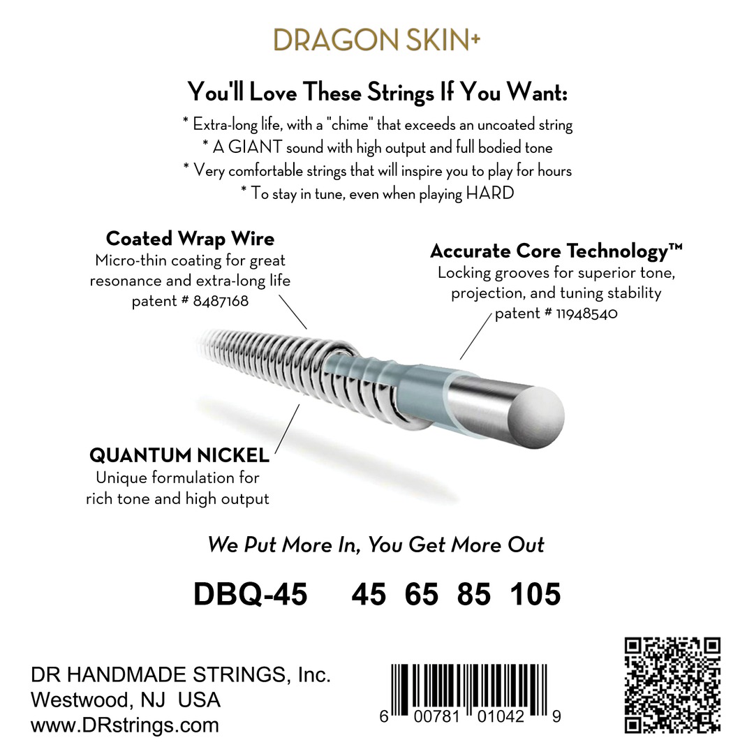 DR Dragon Skin+ Quantum Nickel Bass Strings 45-105 — view 2