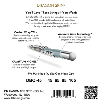 DR Dragon Skin+ Quantum Nickel Bass Strings 45-105 — view 2