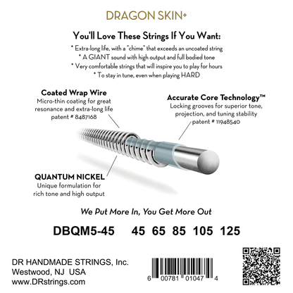 Dr Dragon Skin+ Quantum Nickel Bass Strings 45-125 Multi-Scale — view 2