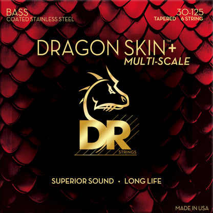 DR Dragon Skin+ Stainless Steel Bass Strings 30-125 Multi-Scale