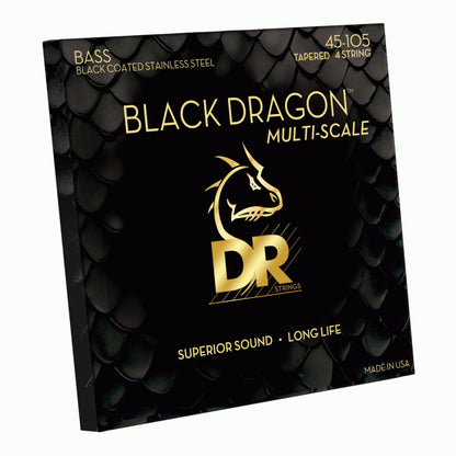 DR Black Dragon Bass Strings - Black Coated Wrap Wire, Medium 45-105, Tapered Multi-Scale — view 3