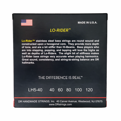 DR Lo-Rider Stainless Steel 5-String Bass Strings Light 40-120 — view 3