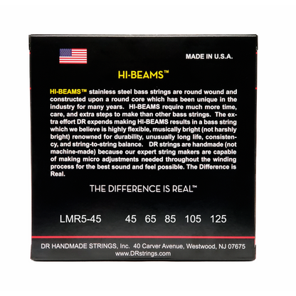 DR Hi-Beam Stainless Steel 5-String Bass Strings 45-125 X-Long Scale — view 3