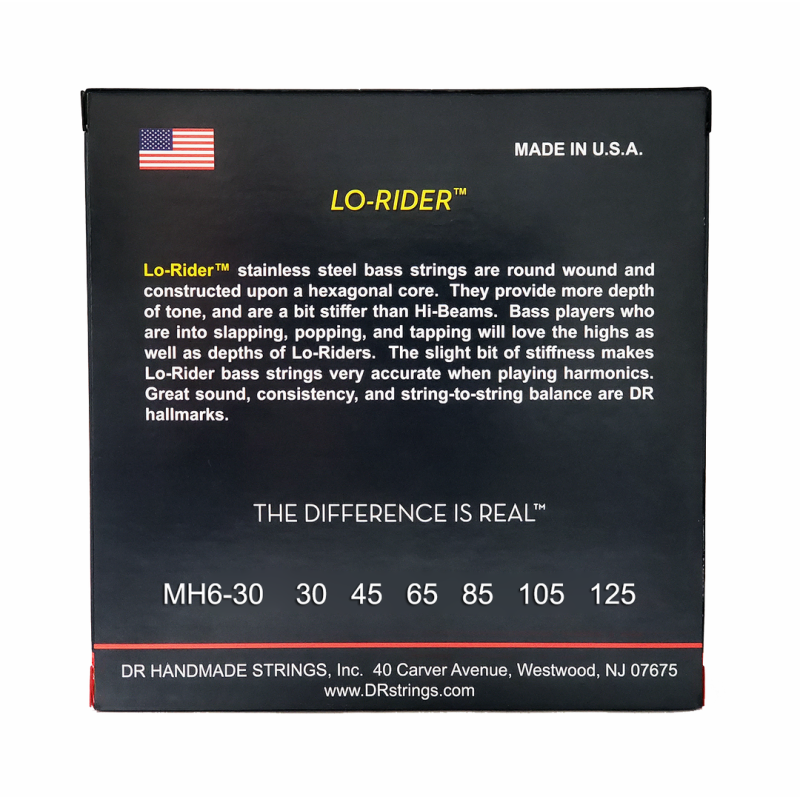 DR Lo-Rider Stainless Steel Bass Strings 6-String Medium 30-125 — view 3