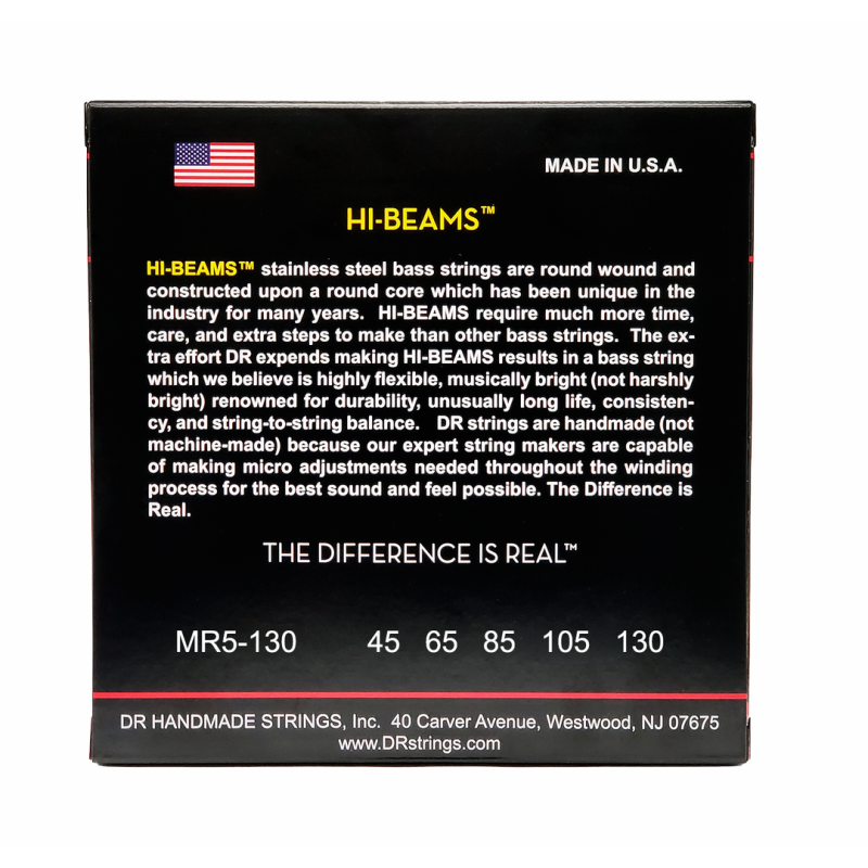 DR Hi-Beam Stainless Steel 5-String Bass Strings 45-130 Medium to Heavy — view 3