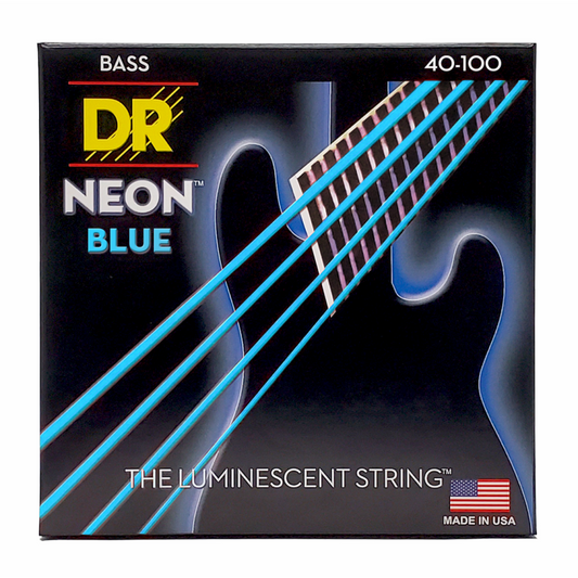 DR Hi-Def Neon Blue Bass Strings Light 40-100 with K3 Coating