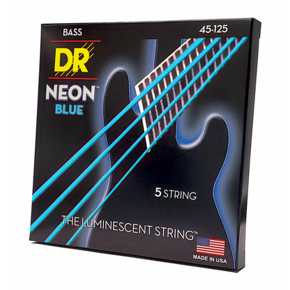 DR Hi-Def Neon Blue 5-String Medium Bass Strings 45-125 with K3 Coating — view 2