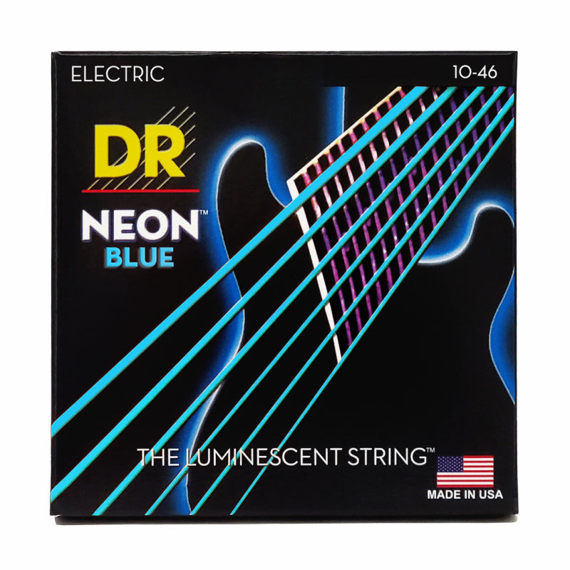 Dr Hi-Def Neon Blue Electric Guitar Strings Medium 10-46