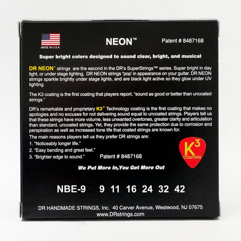 DR Hi-Def Neon Blue Electric Guitar Strings Light 9-42 — view 3