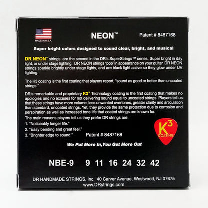 DR Hi-Def Neon Blue Electric Guitar Strings Light 9-42 — view 3