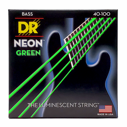 DR Hi-Def Neon Green Bass Strings Light 40-100 with K3 Coating