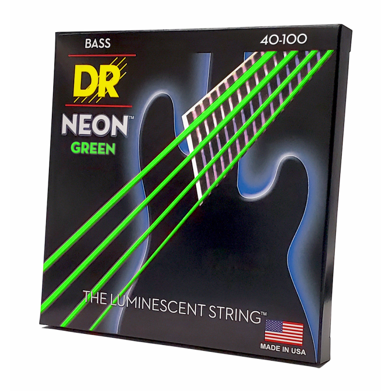 DR Hi-Def Neon Green Bass Strings Light 40-100 with K3 Coating — view 2