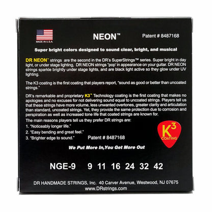 DR Hi-Def Neon Green Electric Guitar Strings Light 9-42 — view 3