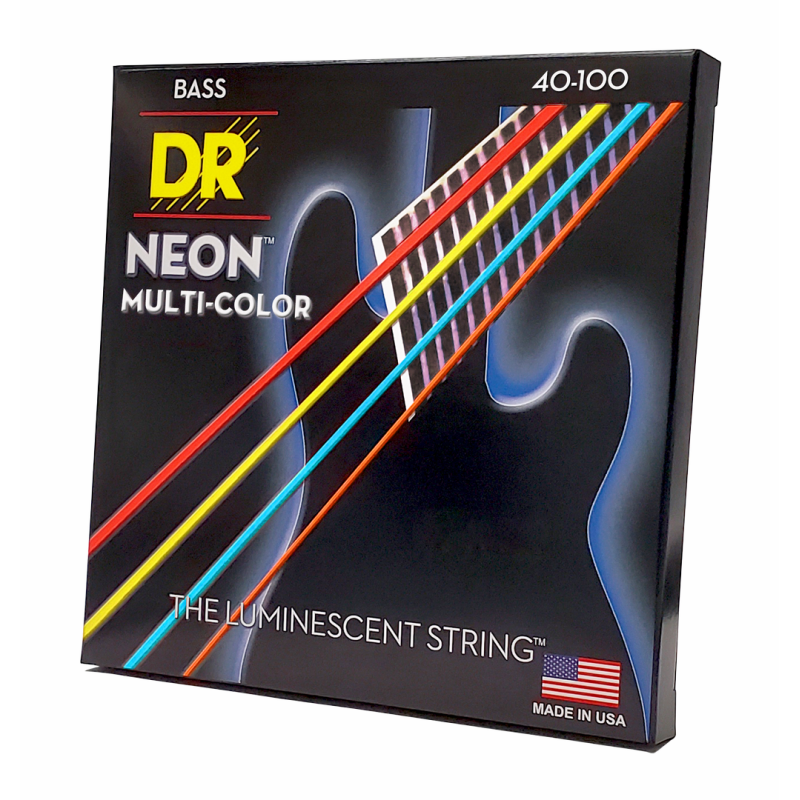 DR Hi-Def Neon Multi-Color Bass Strings Light 40-100 with K3 Coating — view 2