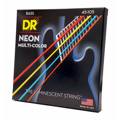 DR Hi-Def Neon Multi-Color Bass Strings Medium 45-105 with K3 Coating — view 2
