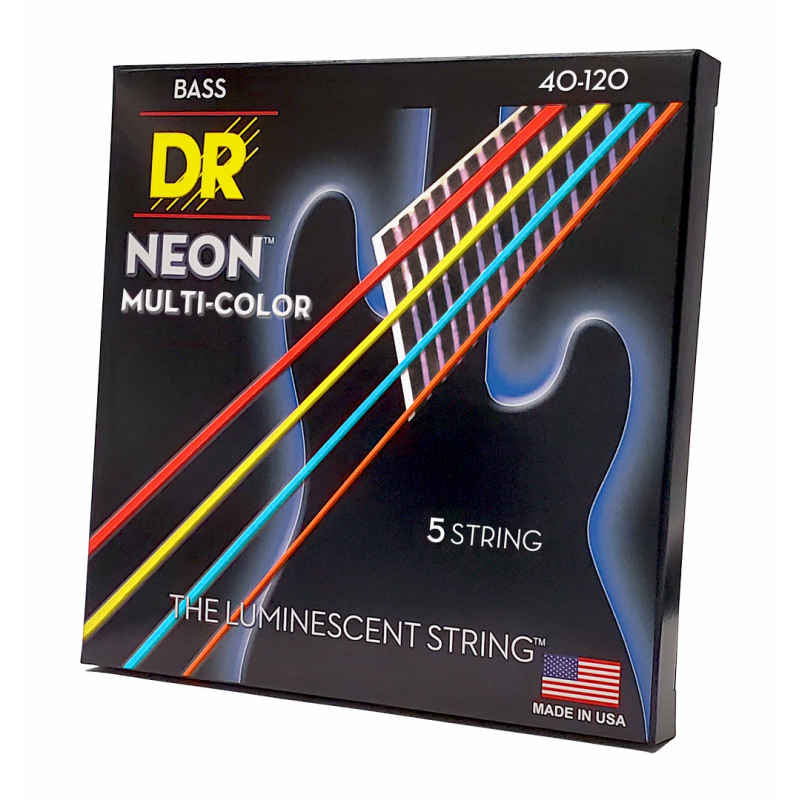 DR Hi-Def Neon Multi-Color Bass Strings 5-String Light 40-120 with K3 Coating — view 2