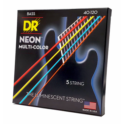 DR Hi-Def Neon Multi-Color Bass Strings 5-String Light 40-120 with K3 Coating — view 2