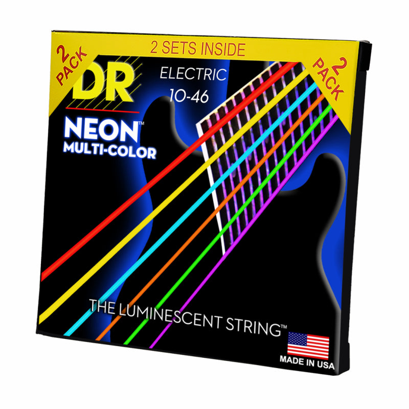 DR Hi-Def Neon Multi-Color Electric Guitar Strings Medium 10-46 (2-Pack) — view 2