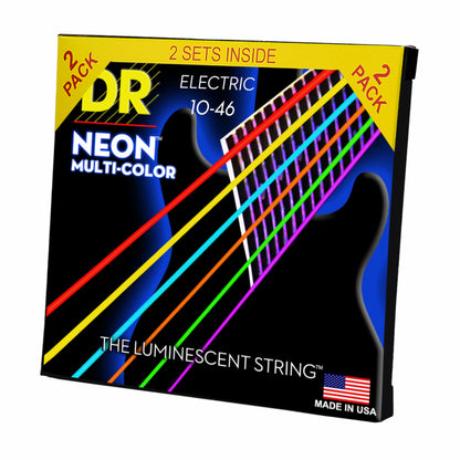 DR Hi-Def Neon Multi-Color Electric Guitar Strings Medium 10-46 (2-Pack) — view 2