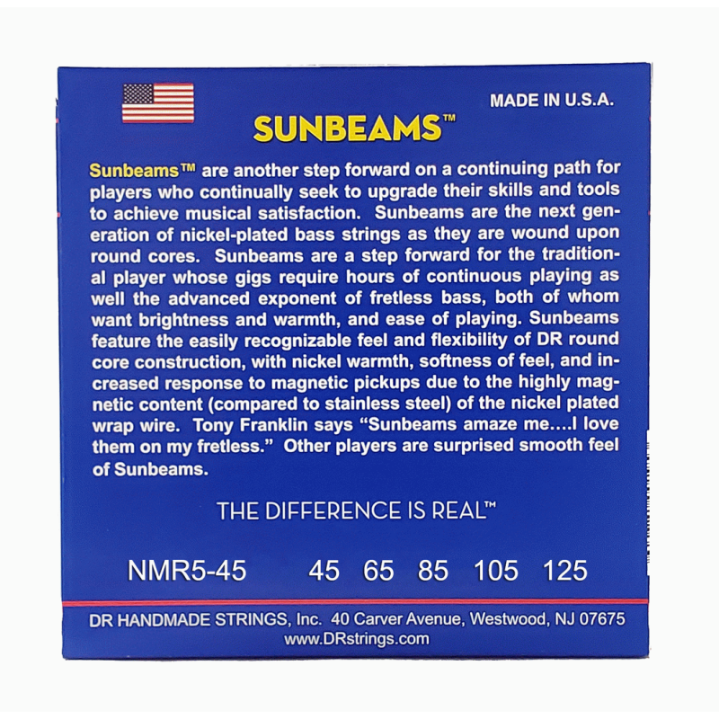 DR Sunbeam Nickel Plated 5-String Medium Bass Strings 45-125 — view 2