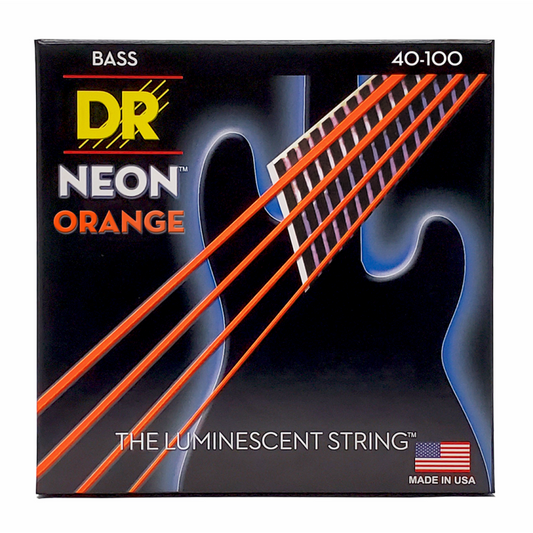 DR Hi-Def Neon Orange Bass Strings Light 40-100 with K3 Coating