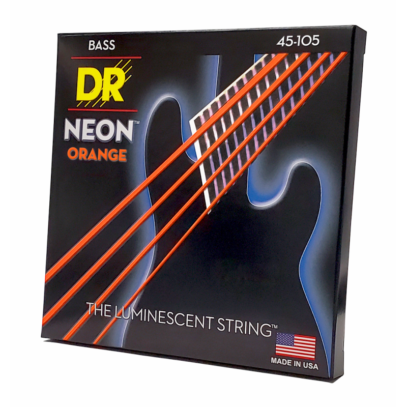 DR Hi-Def Neon Orange Bass Strings Medium 45-105 with K3 Coating — view 2